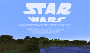 Титры из Звёздных войн в небе Майнкрафта