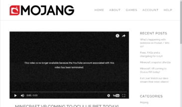 Официальный канал Mojang в YouTube заблокирован