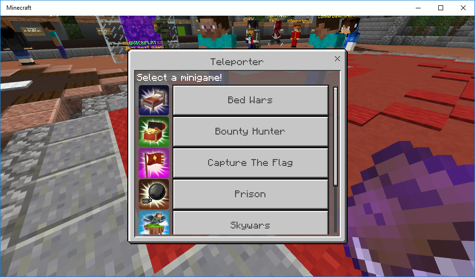 Меню выбора режима игры на сервере Lifeboat